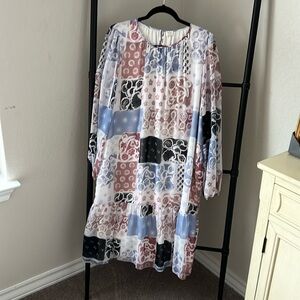 Wilfred Aritzia. Sz L.  Midi patchwork print dress. Excellent condition.